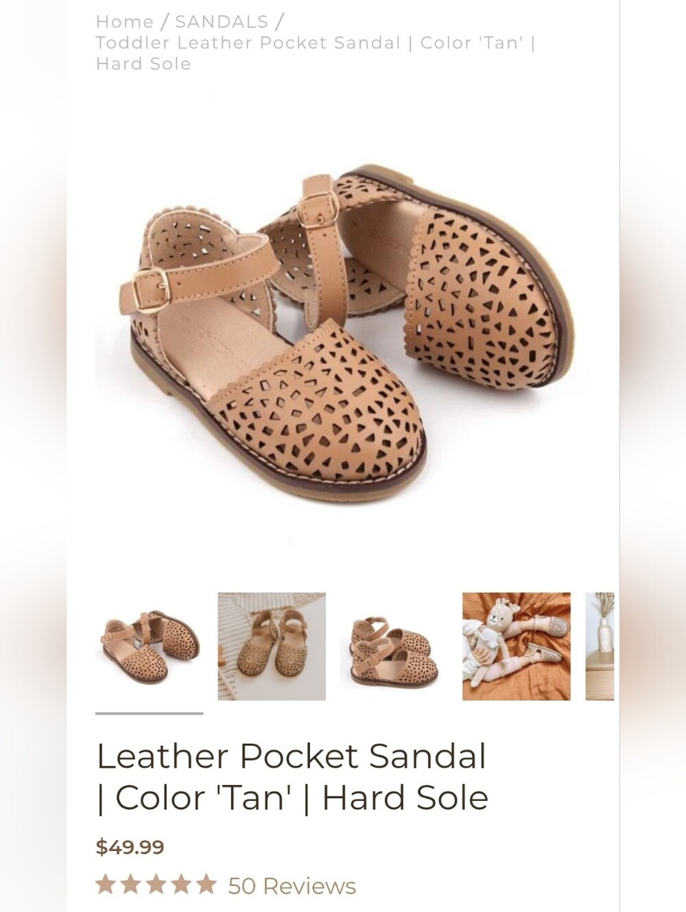 NEW Consciously Kids Sz 8 Tan Pocket Sandals